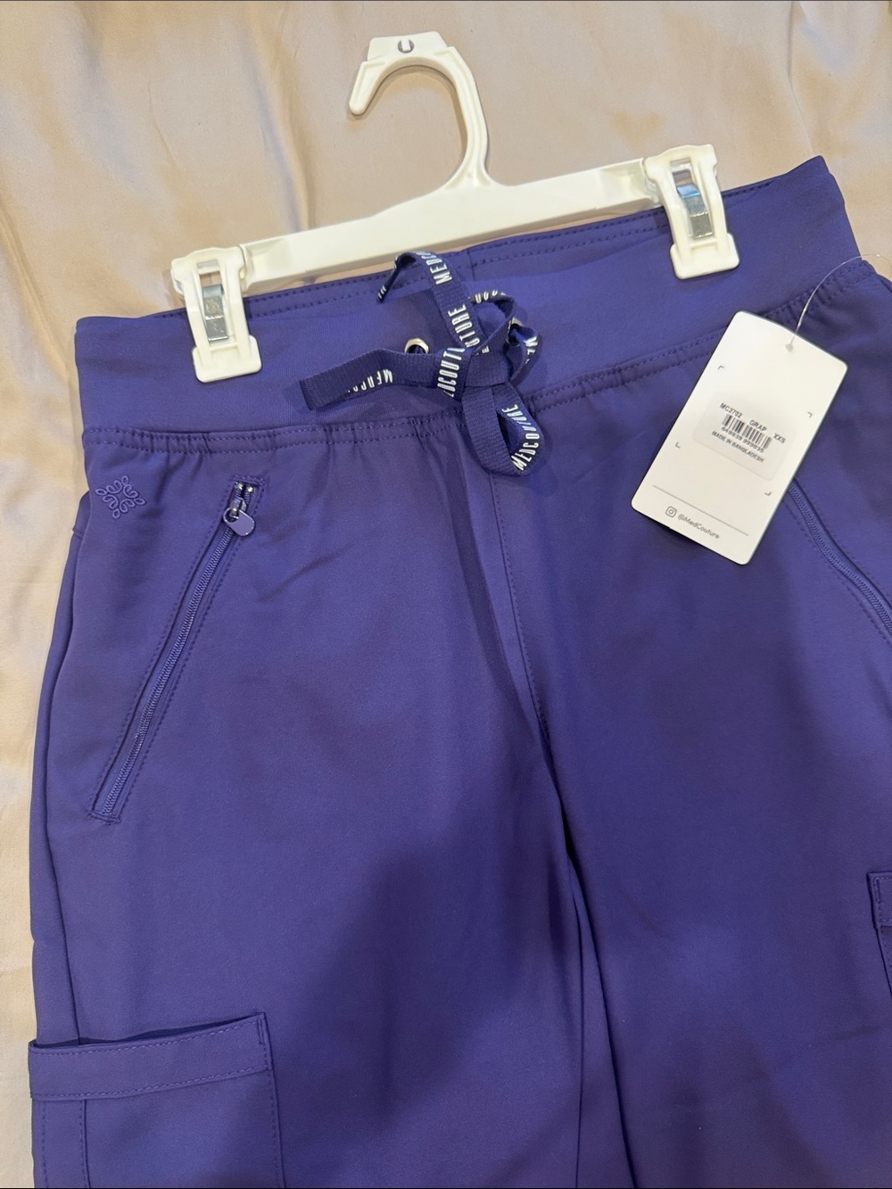 Med Couture Women's Purple Scrub Pants with Drawstring Waist